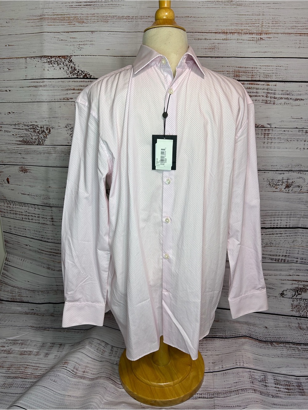 NWT John Varvatos USA Men’s Pink Micro Pattern Dress Shirt Regular Fit L